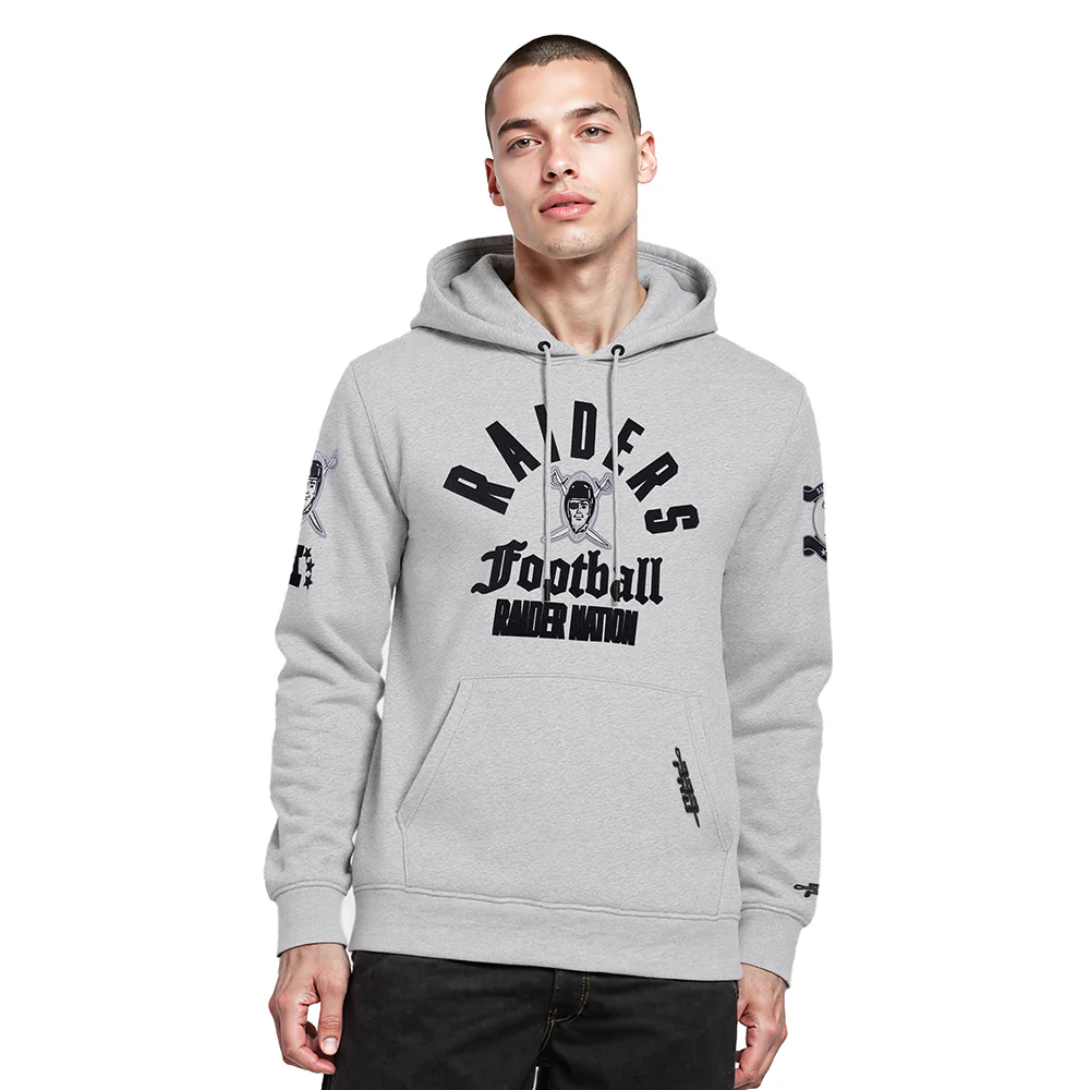 NFL LAS VEGAS RAIDERS MODERN ORIGINALS MEN'S FLC PO HOODIE (Heather Grey)