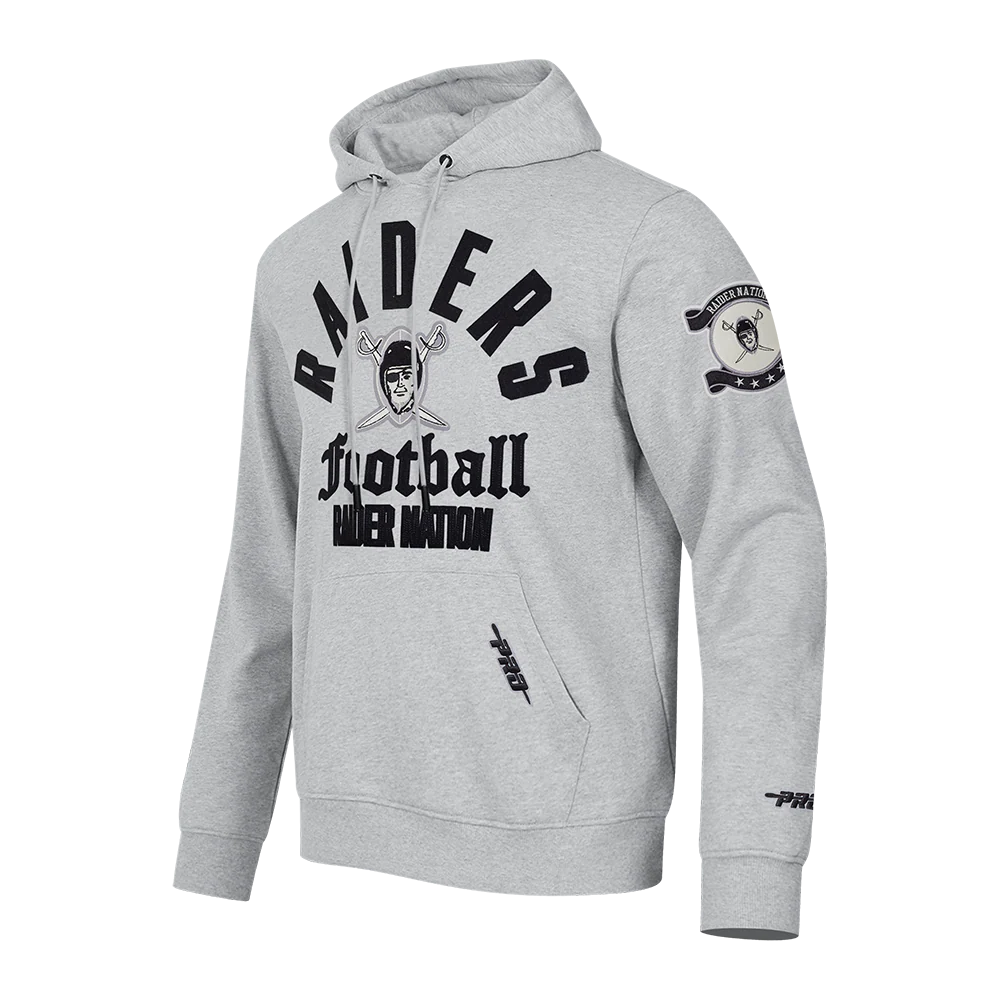 NFL LAS VEGAS RAIDERS MODERN ORIGINALS MEN'S FLC PO HOODIE (Heather Grey) - Image 3