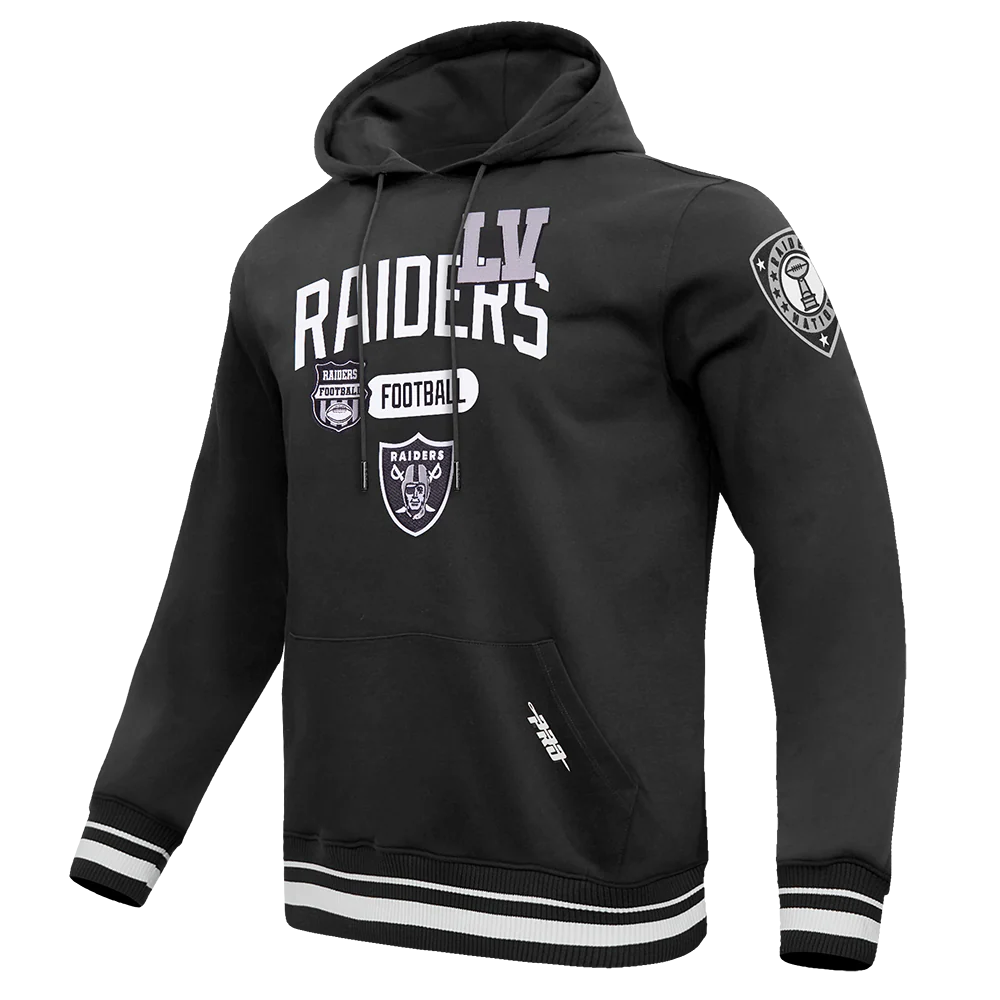 NFL LAS VEGAS RAIDERS LETTERMAN MEN'S PULL OVER HOODIE (BLACK) - Image 3