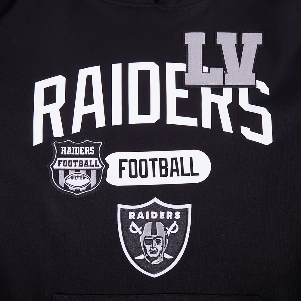 NFL LAS VEGAS RAIDERS LETTERMAN MEN'S PULL OVER HOODIE (BLACK) - Image 5