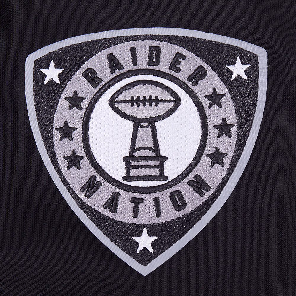 NFL LAS VEGAS RAIDERS LETTERMAN MEN'S PULL OVER HOODIE (BLACK) - Image 6