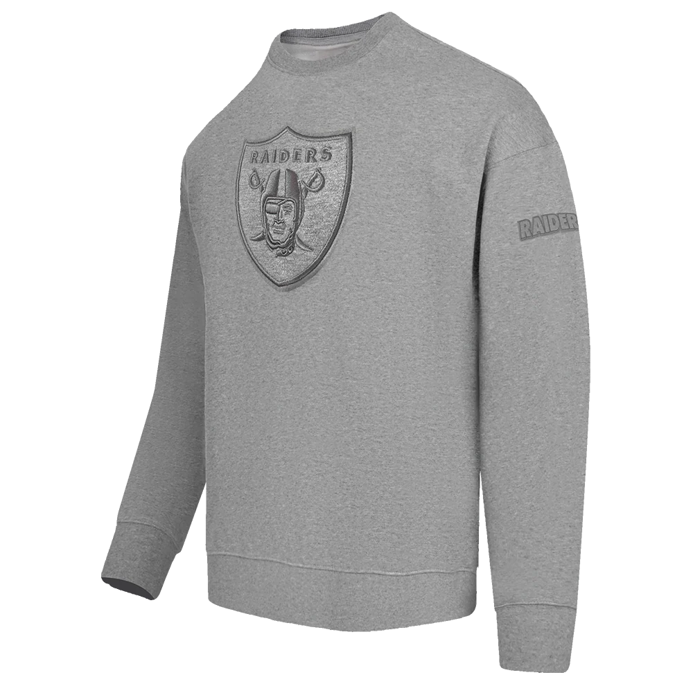 NFL LAS VEGAS RAIDERS NEUTRAL MEN'S DROP SHOULDER FLEECE CREWNECK (DARK HEATHER GRAY) - Image 2