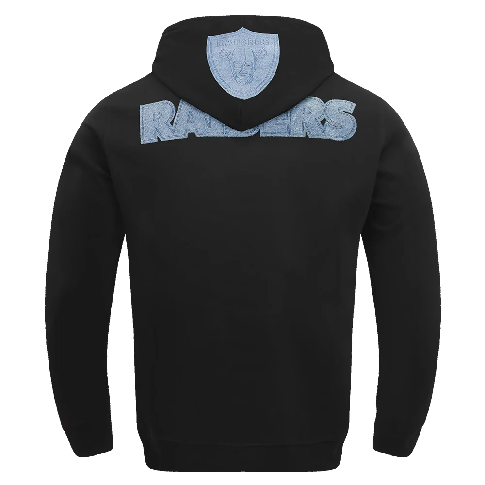 NFL LAS VEGAS RAIDERS VARSITY BLUES MEN'S PULLOVER HOODIE (BLACK) - Image 5