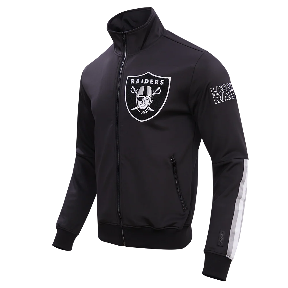 NFL OAKLAND RAIDERS CLASSIC MEN'S DOUBLE KNIT TRACK JACKET (BLACK) - Image 2