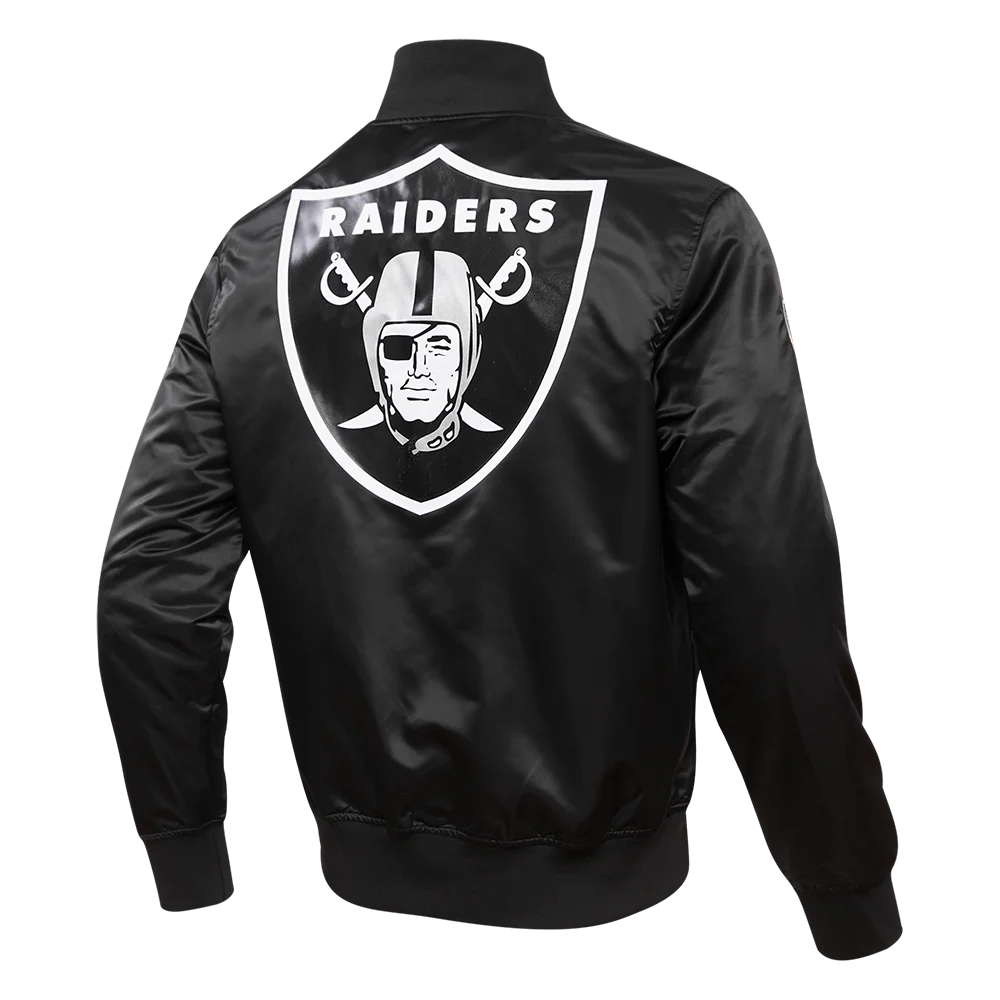 NFL LAS VEGAS RAIDERS BIG LOGO MEN'S SATIN JACKET (BLACK) - Image 4