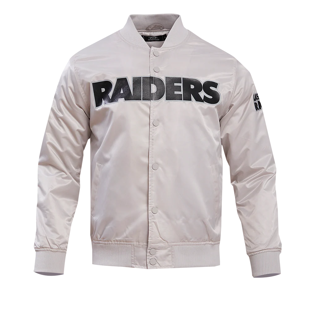 NFL LAS VEGAS RAIDERS BIG LOGO MEN'S SATIN JACKET (SILVER)