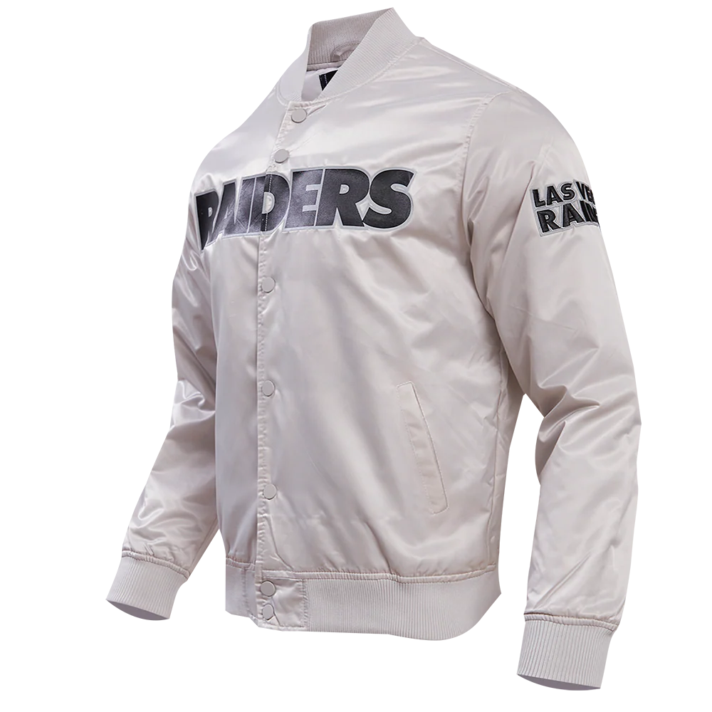 NFL LAS VEGAS RAIDERS BIG LOGO MEN'S SATIN JACKET (SILVER) - Image 2