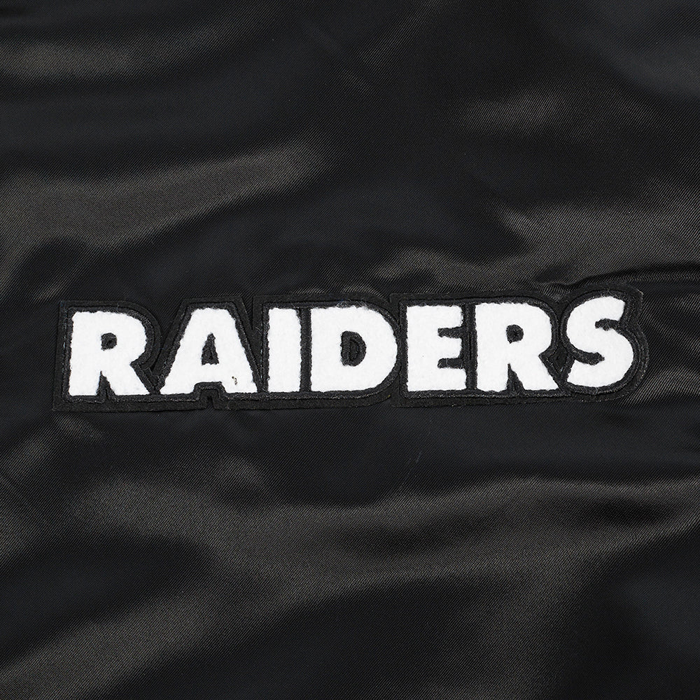 NFL LAS VEGAS RAIDERS TURN IT UP MEN'S RIB SATIN JACKET (BLACK/GRAY) - Image 9