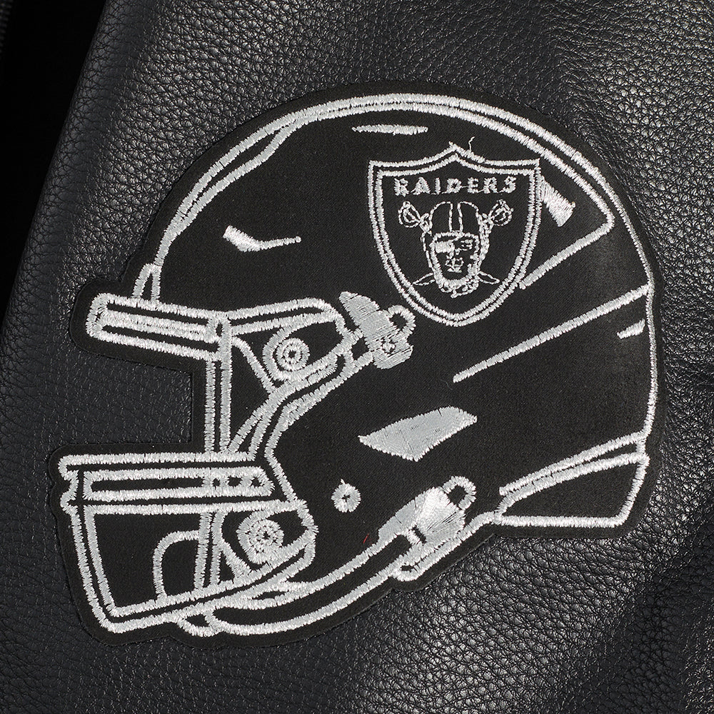 NFL LAS VEGAS RAIDERS BLACK & GOLD MEN'S WOOL VARSITY JACKET (JET BLACK) - Image 9