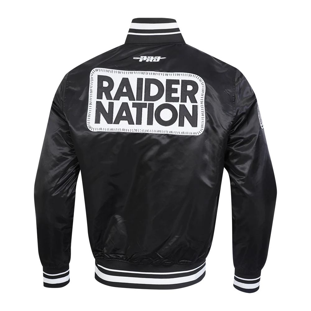 NFL LAS VEGAS RAIDERS DIY PICK STITCH MEN'S RIB SATIN JACKET (BLACK) - Image 3
