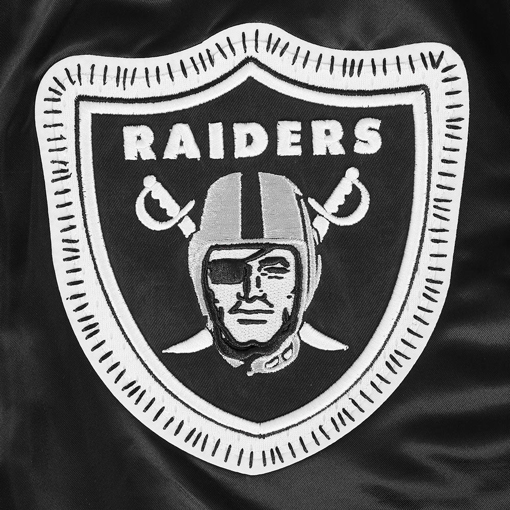 NFL LAS VEGAS RAIDERS DIY PICK STITCH MEN'S RIB SATIN JACKET (BLACK) - Image 5