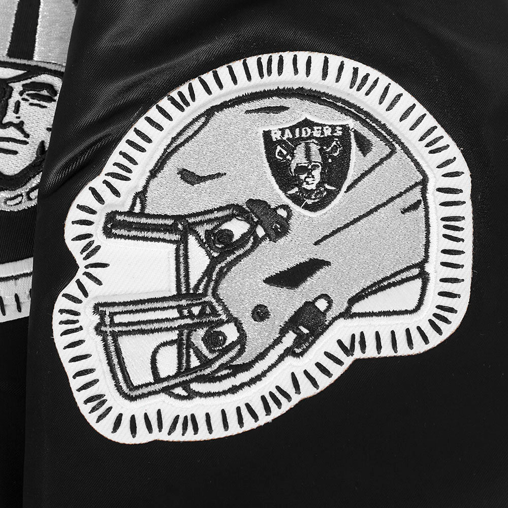 NFL LAS VEGAS RAIDERS DIY PICK STITCH MEN'S RIB SATIN JACKET (BLACK) - Image 7