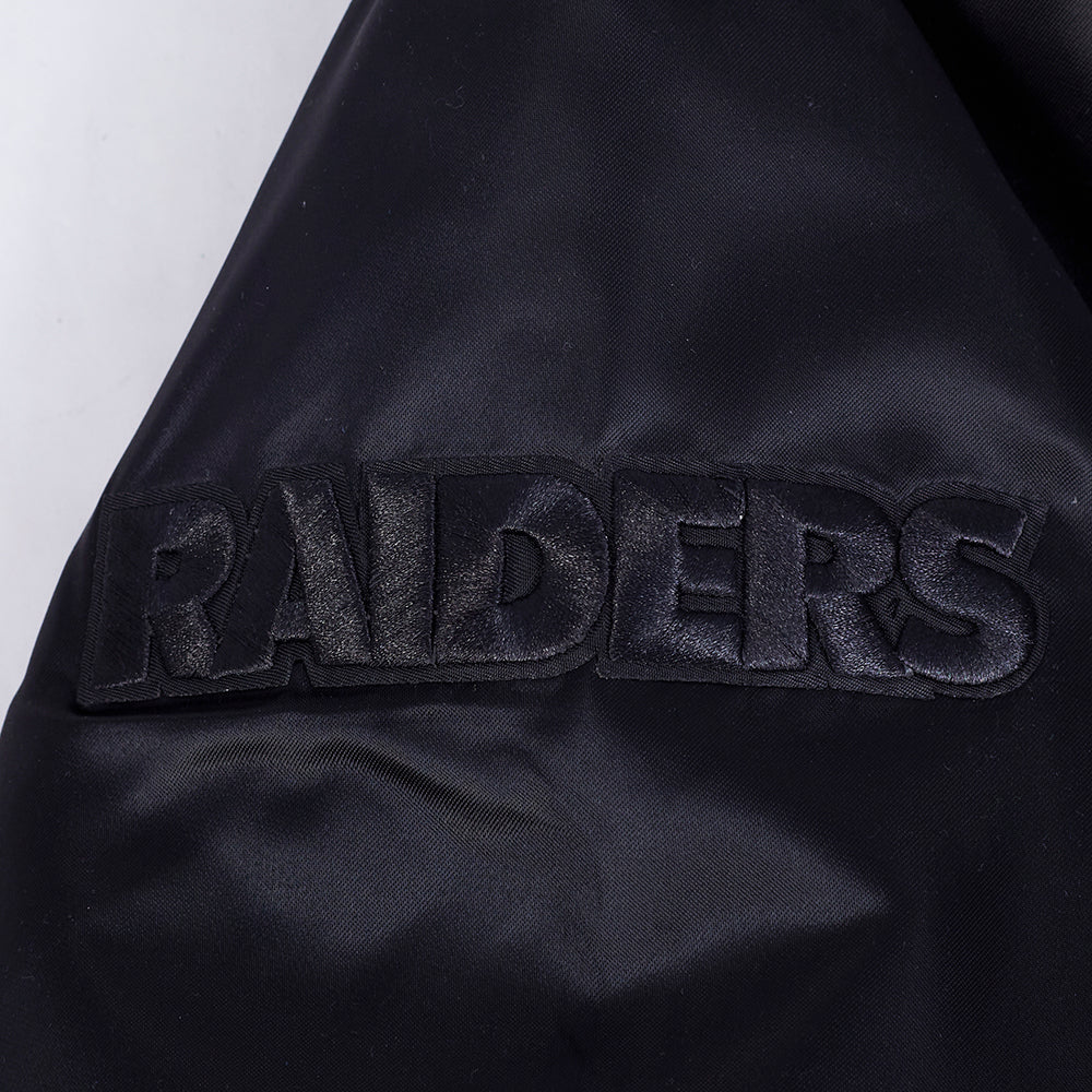 NFL LAS VEGAS RAIDERS BLACKOUT MEN'S SATIN JACKET (BLACK) - Image 10