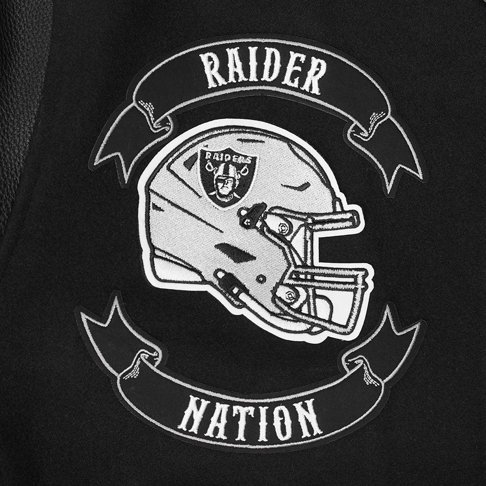 NFL LAS VEGAS RAIDERS BORN FOR SPORT MEN'S WOOL VARSITY JACKET (JET BLACK) - Image 6