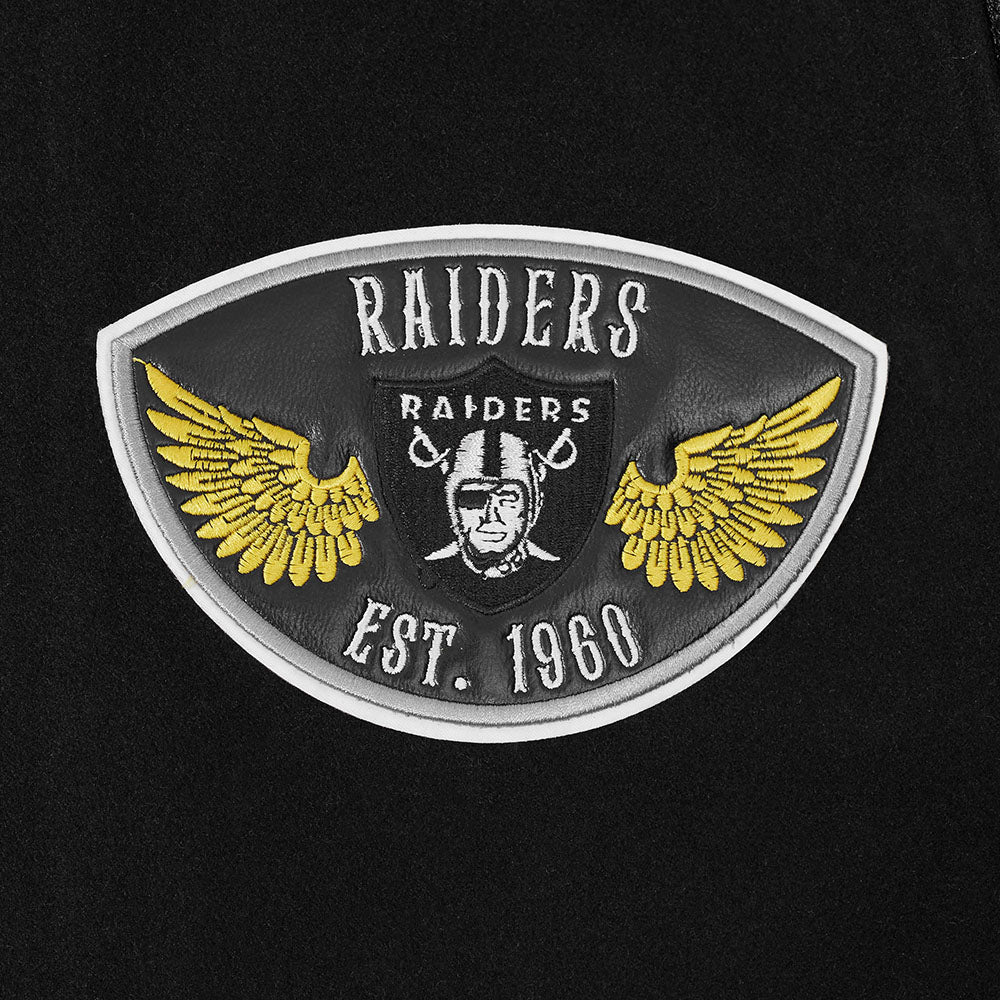NFL LAS VEGAS RAIDERS BORN FOR SPORT MEN'S WOOL VARSITY JACKET (JET BLACK) - Image 8