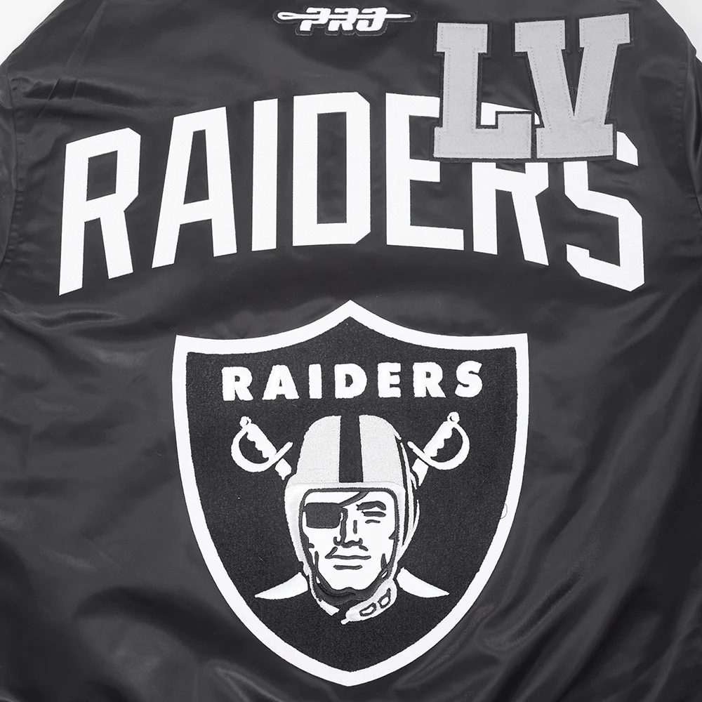 NFL LAS VEGAS RAIDERS LETTERMAN MEN'S SATIN JACKET (BLACK) - Image 10