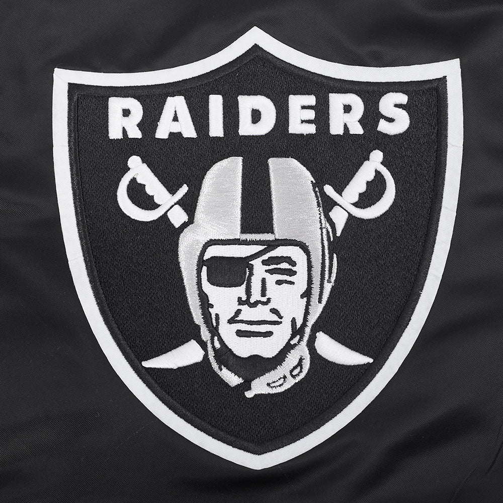 NFL LAS VEGAS RAIDERS LETTERMAN MEN'S SATIN JACKET (BLACK) - Image 5