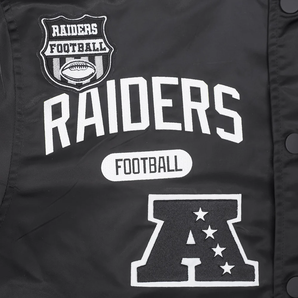 NFL LAS VEGAS RAIDERS LETTERMAN MEN'S SATIN JACKET (BLACK) - Image 6
