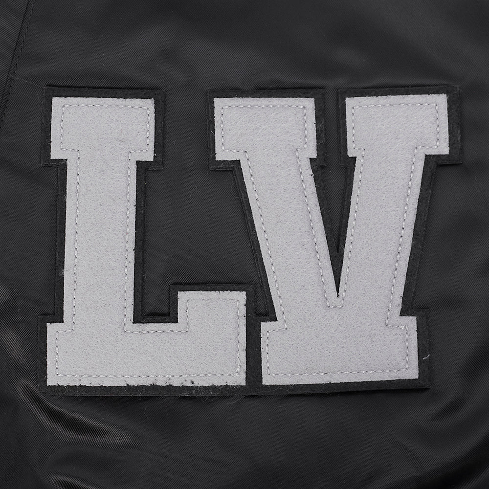 NFL LAS VEGAS RAIDERS LETTERMAN MEN'S SATIN JACKET (BLACK) - Image 7