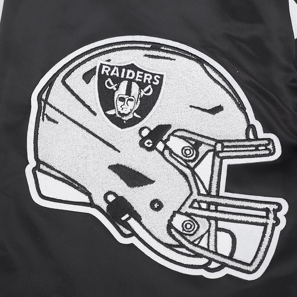 NFL LAS VEGAS RAIDERS LETTERMAN MEN'S SATIN JACKET (BLACK) - Image 9