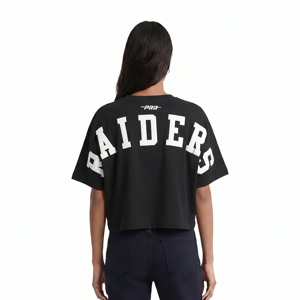 NFL LAS VEGAS RAIDERS WINGSPAN WOMEN'S SJ BOXY TEE (BLACK)