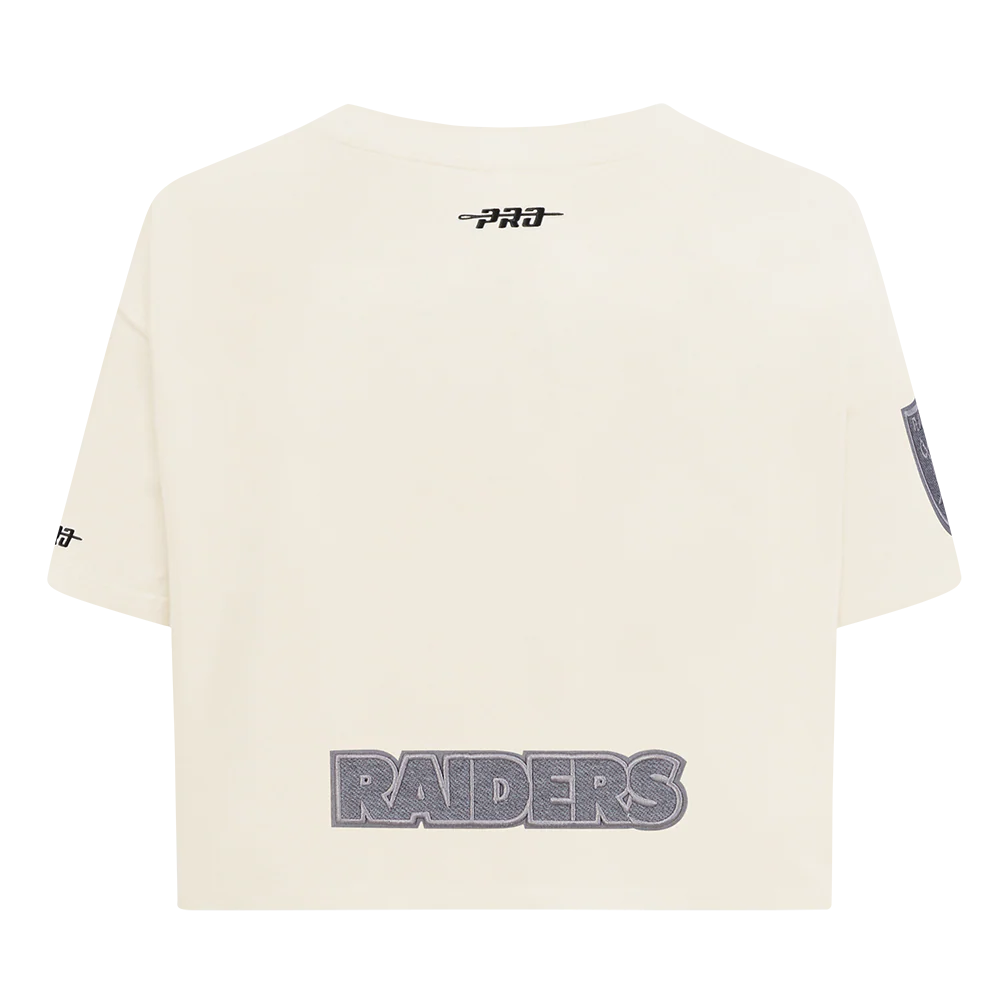 NFL LAS VEGAS RAIDERS REVERSE FRENCH TERRY WOMEN'S SINGLE JERSEY BOXY TEE (EGGSHELL) - Image 3