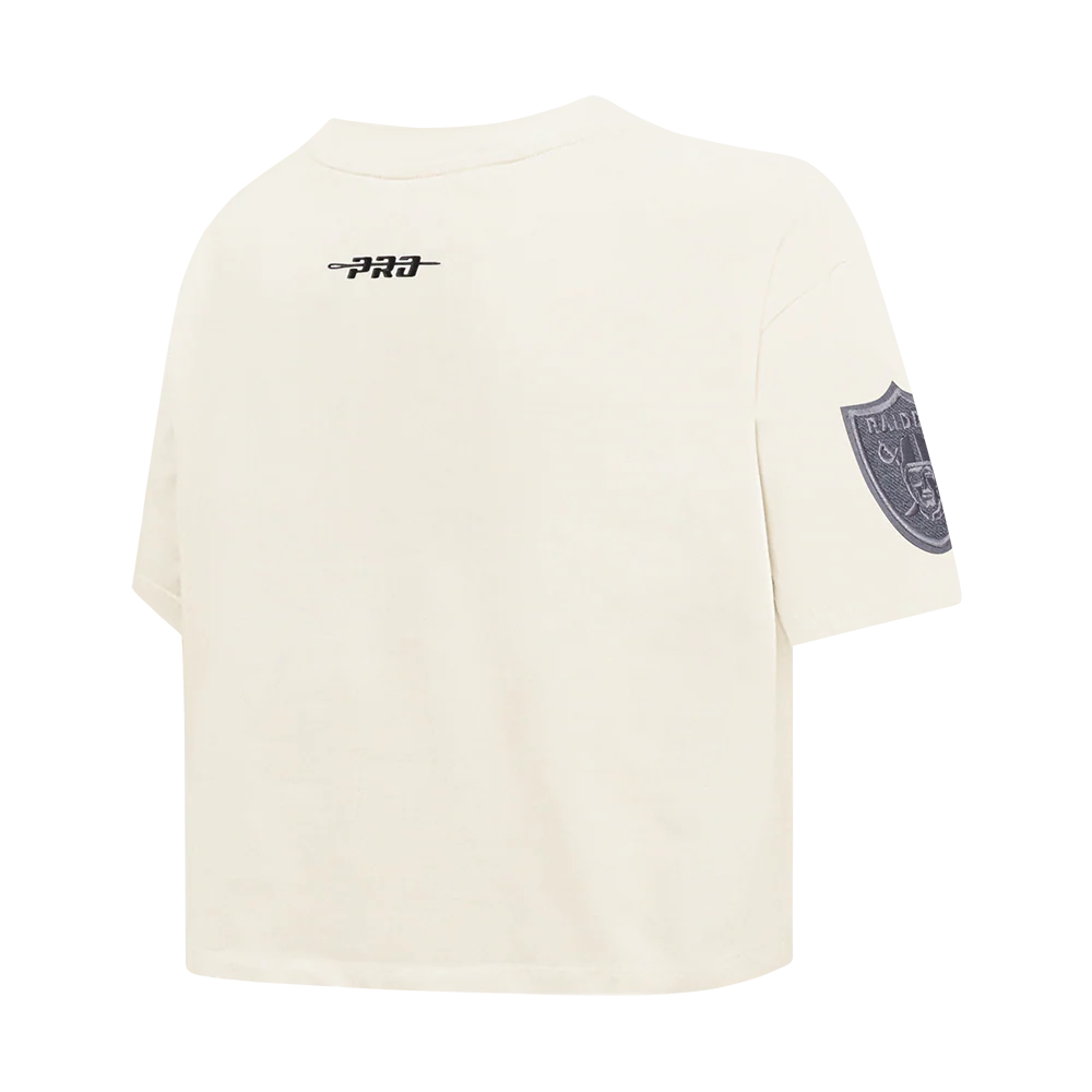 NFL LAS VEGAS RAIDERS REVERSE FRENCH TERRY WOMEN'S SINGLE JERSEY BOXY TEE (EGGSHELL) - Image 4