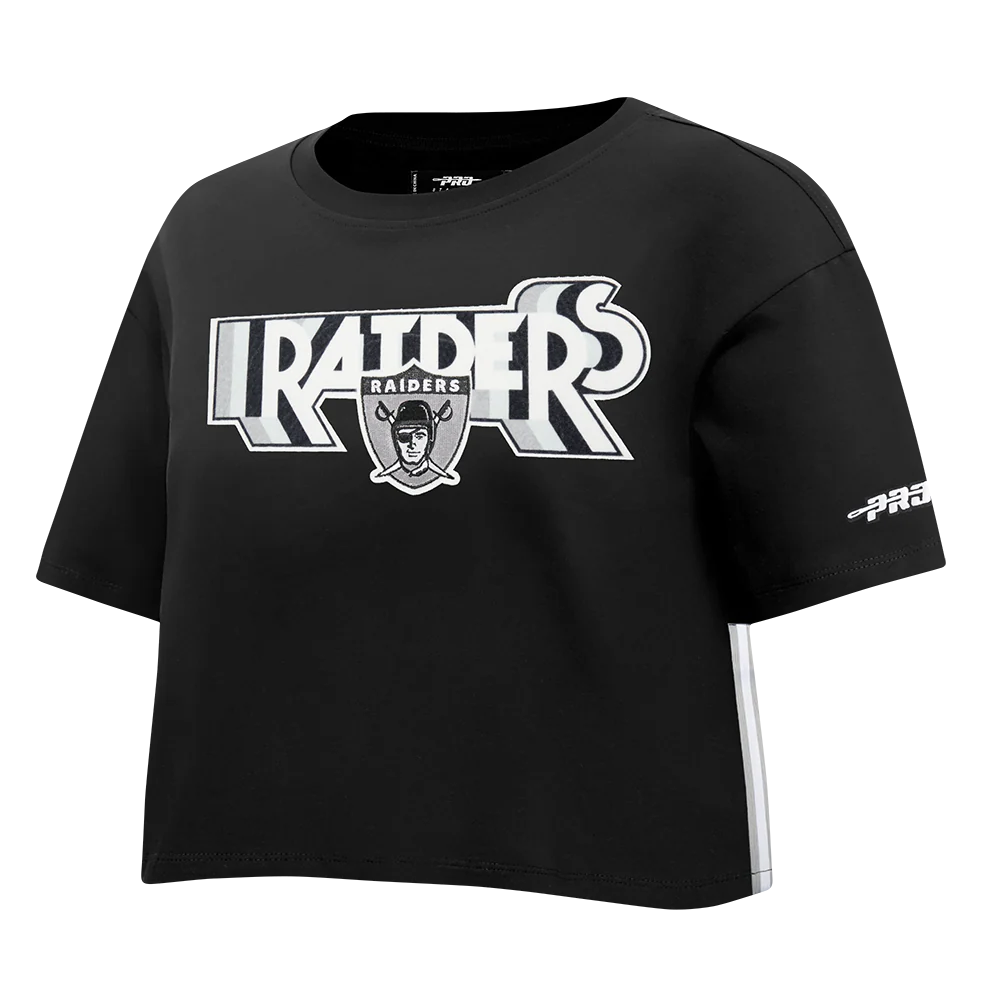NFL LAS VEGAS RAIDERS RETRO ELEVATION WOMEN'S SINGLE JERSEY BOXY TEE (BLACK) - Image 2