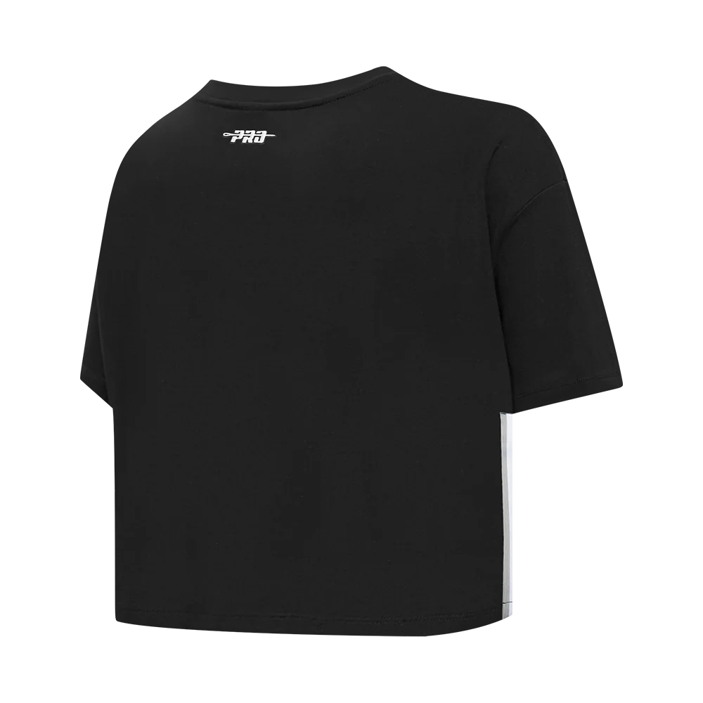 NFL LAS VEGAS RAIDERS RETRO ELEVATION WOMEN'S SINGLE JERSEY BOXY TEE (BLACK) - Image 4