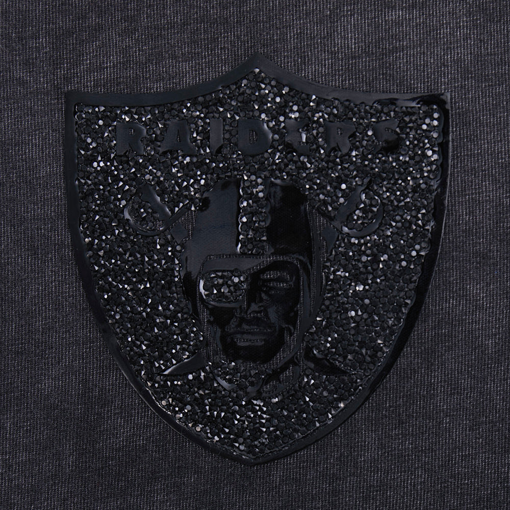 NFL LAS VEGAS RAIDERS WASHED CRYSTALLINE WOMEN'S ENZYME WASH BOXY TEE (WASHED BLACK) - Image 10