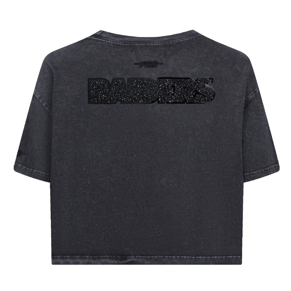 NFL LAS VEGAS RAIDERS WASHED CRYSTALLINE WOMEN'S ENZYME WASH BOXY TEE (WASHED BLACK) - Image 7