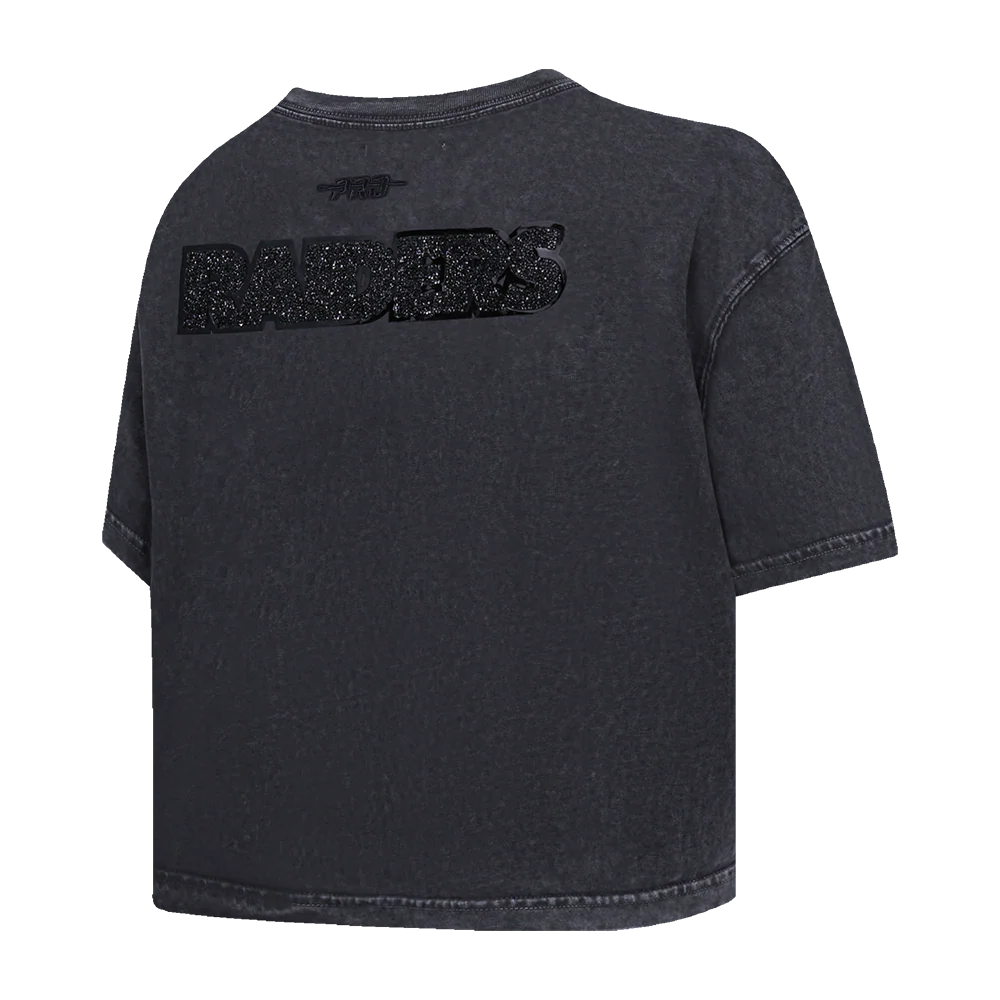 NFL LAS VEGAS RAIDERS WASHED CRYSTALLINE WOMEN'S ENZYME WASH BOXY TEE (WASHED BLACK) - Image 8
