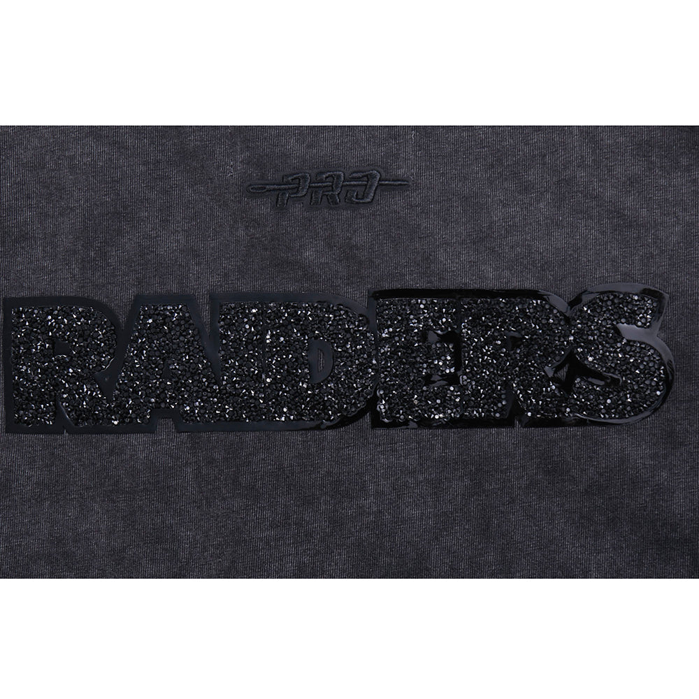 NFL LAS VEGAS RAIDERS WASHED CRYSTALLINE WOMEN'S ENZYME WASH BOXY TEE (WASHED BLACK) - Image 9