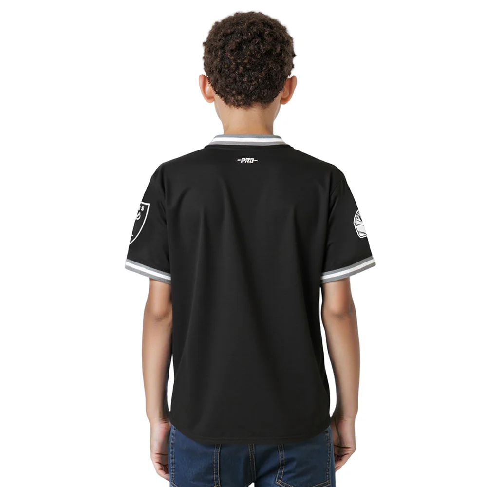 NFL LAS VEGAS RAIDERS CLASSIC BIG BOYS SHORT SLEEVE STRIPED RIB TEE (BLACK/GRAY) - Image 2