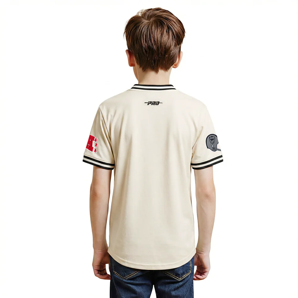 NFL LAS VEGAS RAIDERS RETRO CLASSICS BIG BOY'S SS STRIPED RIB TEE (EGGSHELL/ BLACK) - Image 2