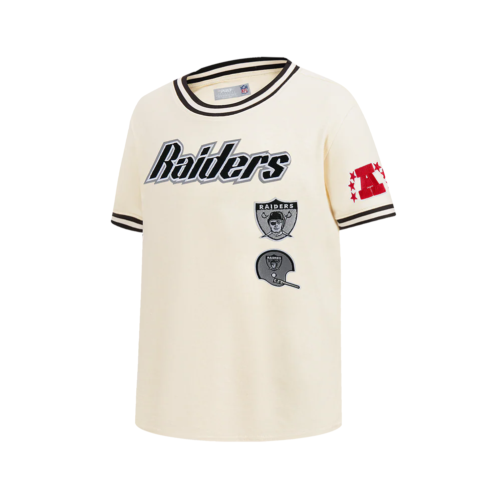 NFL LAS VEGAS RAIDERS RETRO CLASSICS BIG BOY'S SS STRIPED RIB TEE (EGGSHELL/ BLACK) - Image 3