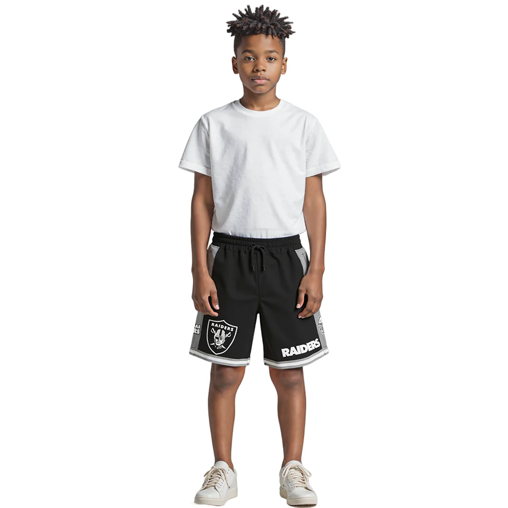 NFL LAS VEGAS RAIDERS CLASSIC BIG BOYS FLEECE 2.0 SHORT (BLACK/GRAY) - Image 2