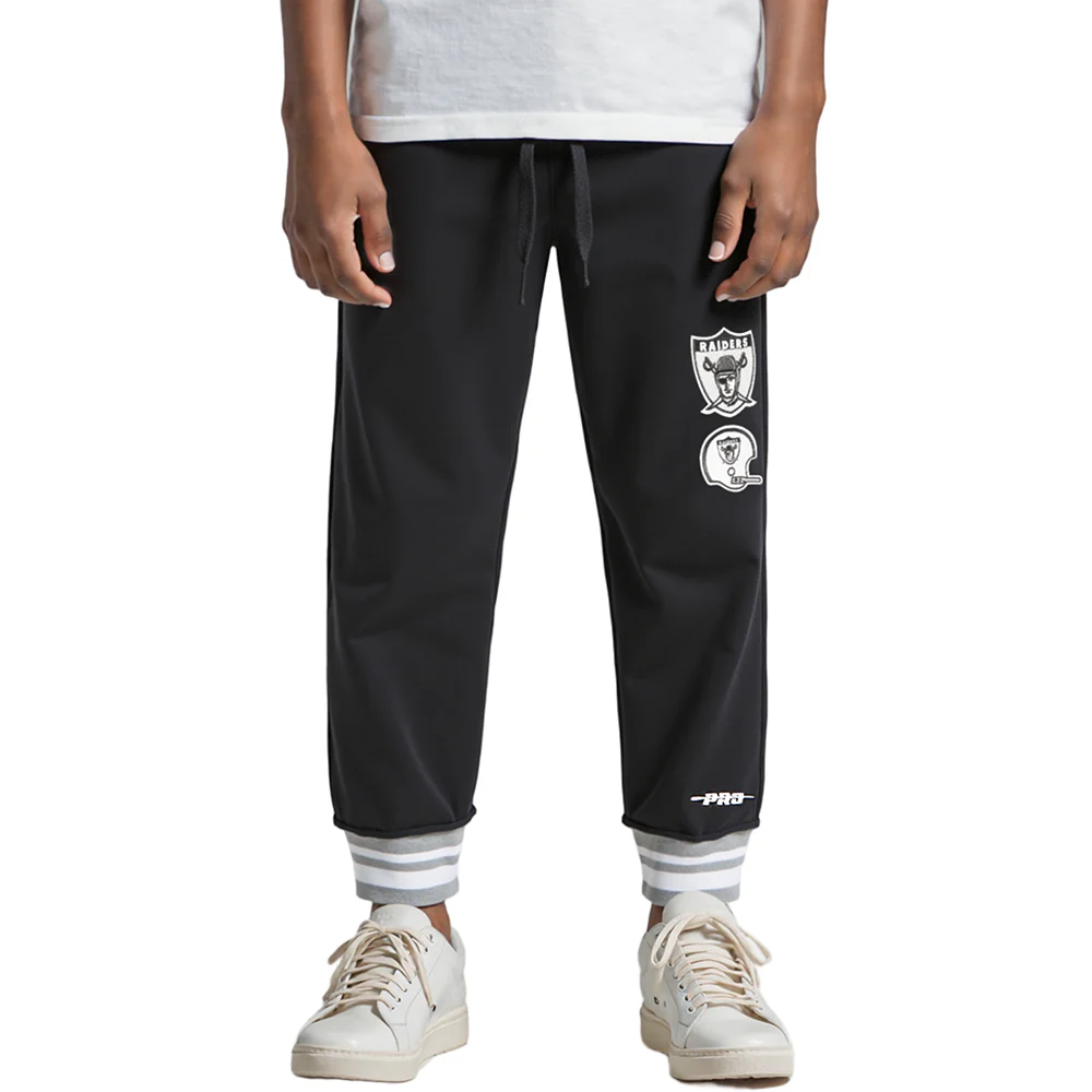 NFL LAS VEGAS RAIDERS RETRO CLASSIC BIG BOYS RIB FLC SWEATPANT (BLACK/GRAY) - Image 8