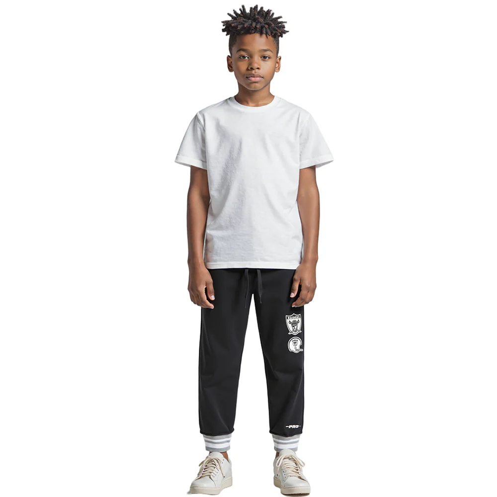 NFL LAS VEGAS RAIDERS RETRO CLASSIC BIG BOYS RIB FLC SWEATPANT (BLACK/GRAY) - Image 9