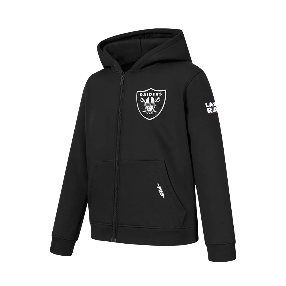 NFL LAS VEGAS RAIDERS CLASSIC BIG BOY'S FLC FZ PO HOODIE (BLACK) - Image 2