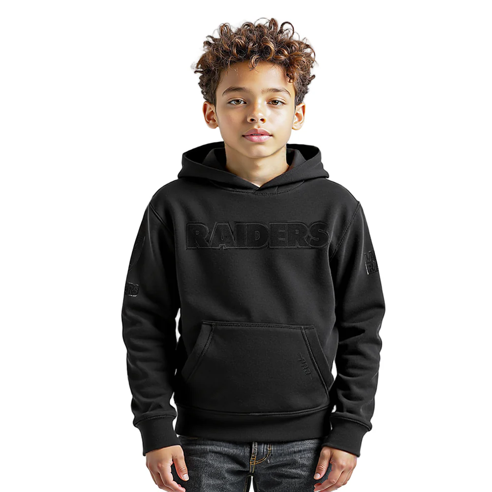 NFL LAS VEGAS RAIDERS CLASSIC 3BK BIG BOY'S FLEECE PO HOODIE (BLACK)