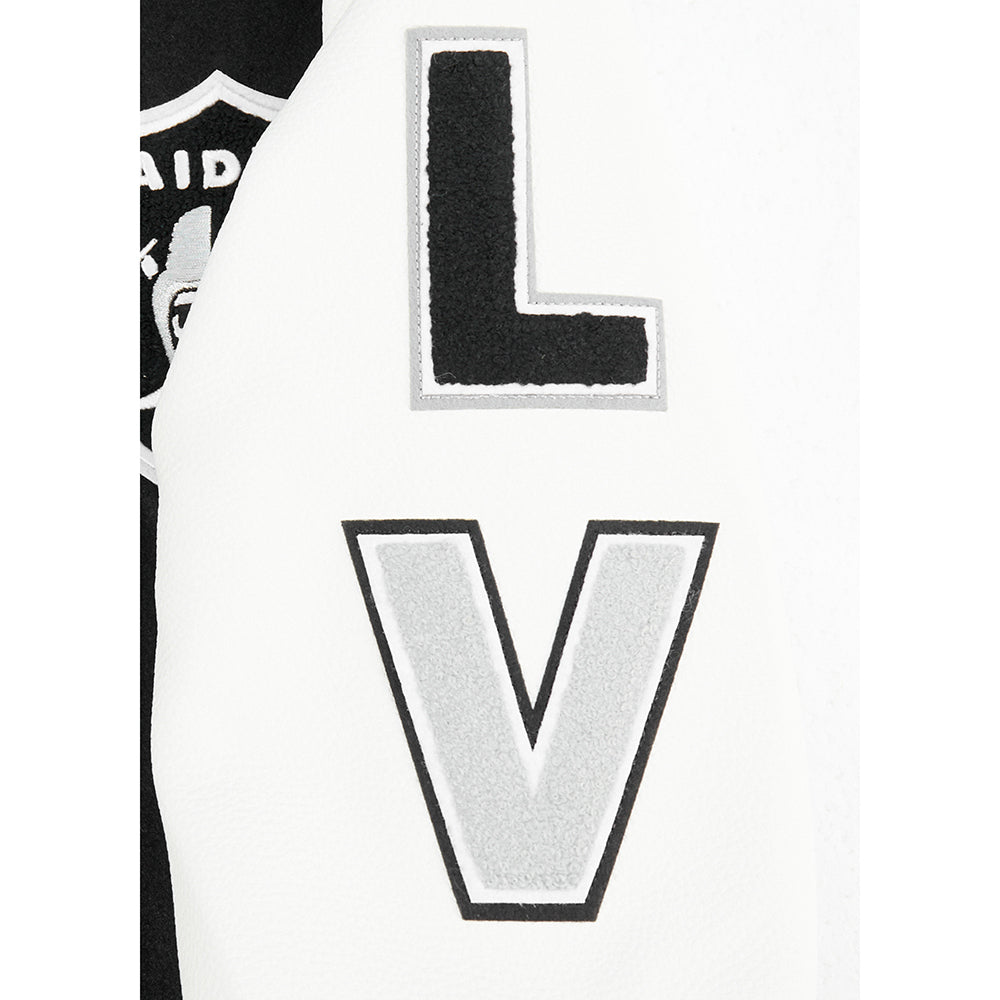 NFL LAS VEGAS RAIDERS CLASSIC BIG BOYS WOOL VARSITY JACKET (BLACK/WHITE) - Image 16