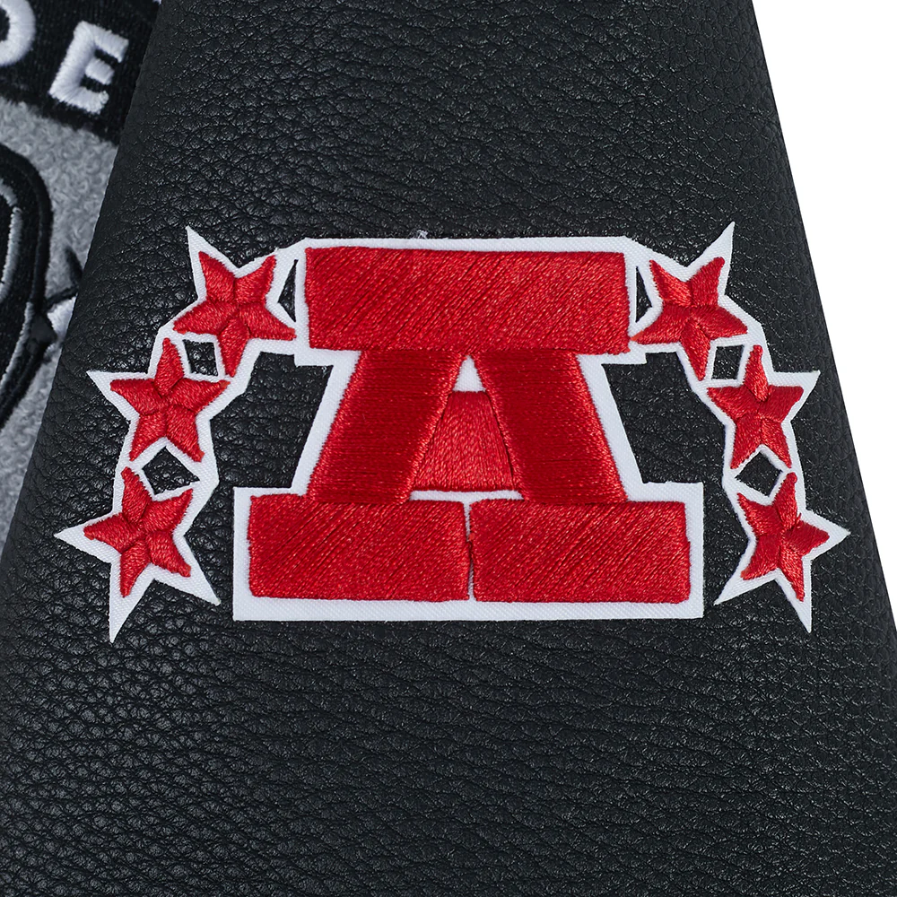 NFL LAS VEGAS RAIDERS RETRO CLASSICS BIG BOY'S RIB WOOL VARSITY JACKET (EGGSHELL/ BLACK) - Image 5