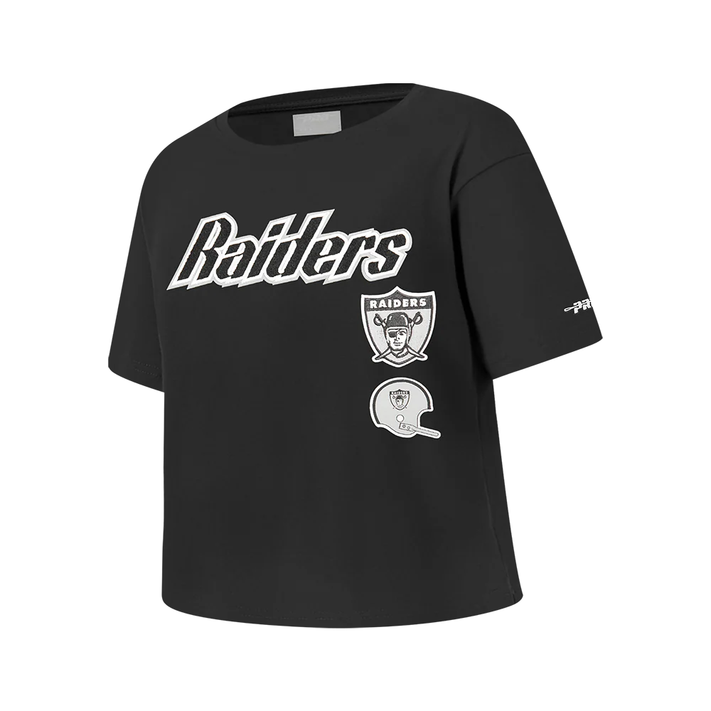 NFL LAS VEGAS RAIDERS RETRO CLASSIC BIG GIRLS SHORT SLEEVE BOXY TEE (BLACK) - Image 3