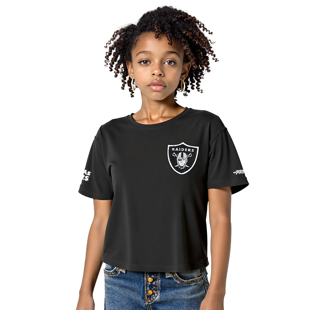 NFL LAS VEGAS RAIDERS CLASSIC BIG GIRL'S SS BOXY TEE (BLACK)