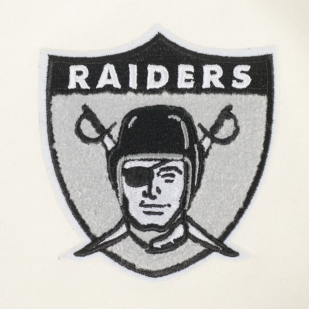 NFL LAS VEGAS RAIDERS RETRO CLASSIC BIG GIRL'S RIB FLC PO HOODIE (EGGSHELL/ BLACK) - Image 6