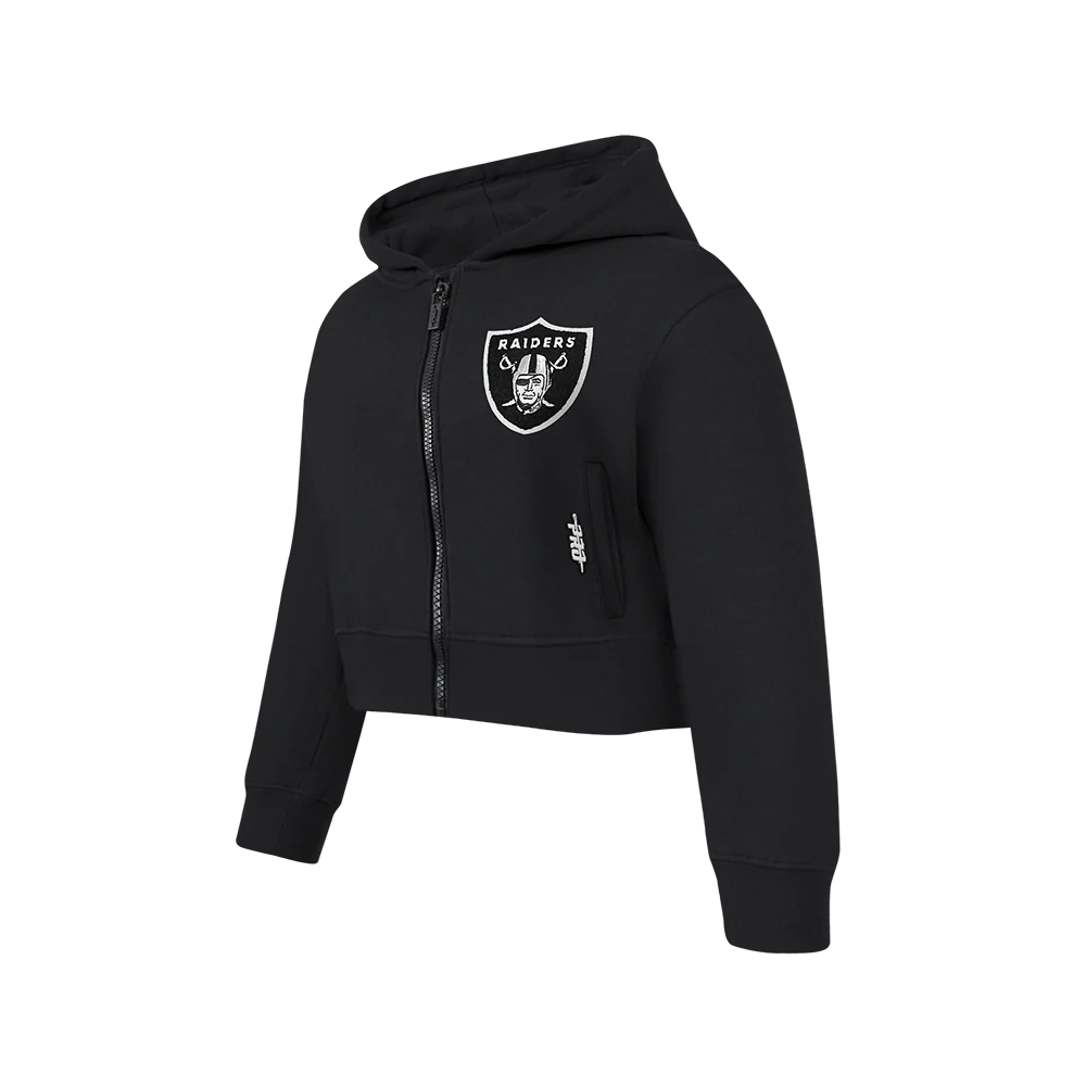 NFL LAS VEGAS RAIDERS CLASSIC BIG GIRL'S FLEECE FULL ZIP HOODIE (BLACK) - Image 3