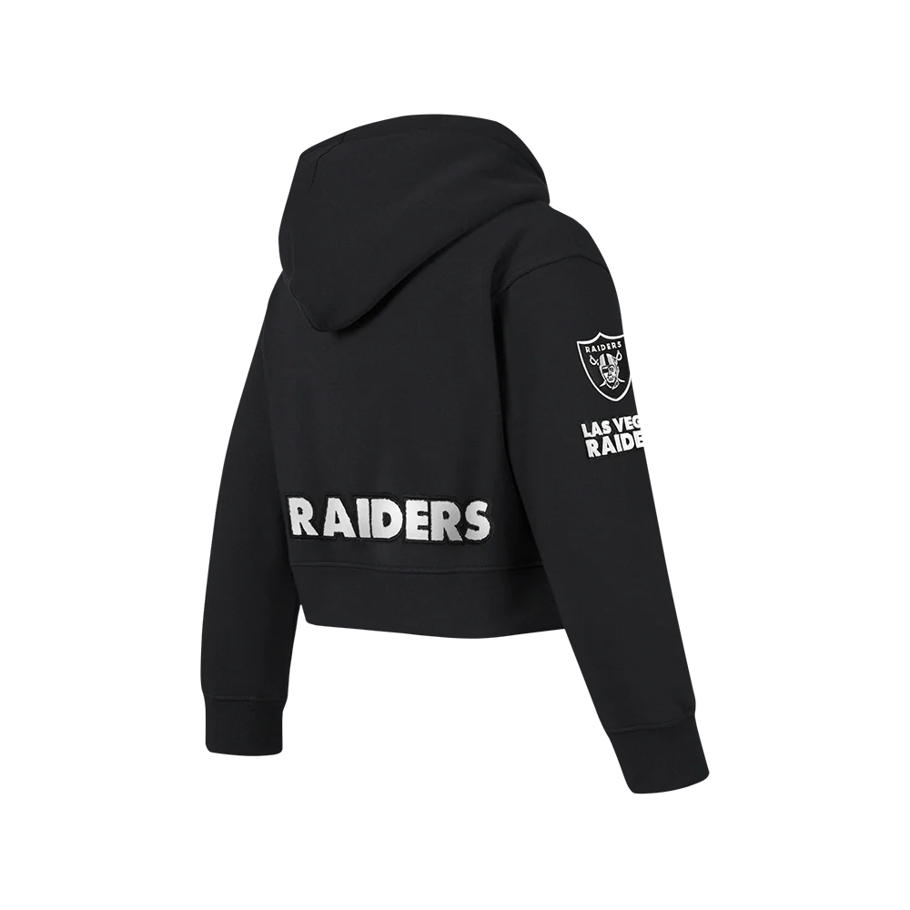 NFL LAS VEGAS RAIDERS CLASSIC BIG GIRL'S FLEECE FULL ZIP HOODIE (BLACK) - Image 4