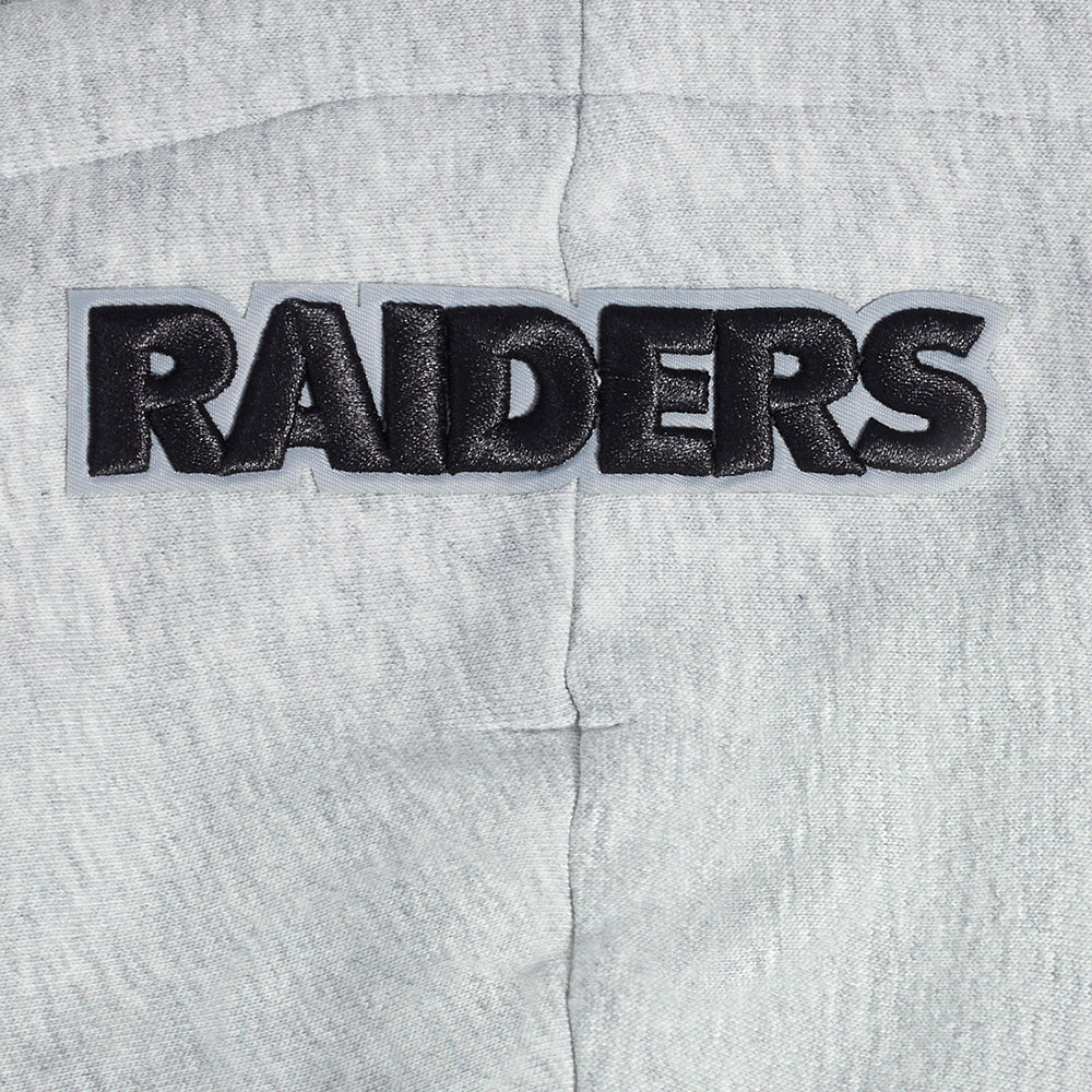 NFL LAS VEGAS RAIDERS SCRIPT TAIL WOMEN'S RIB FLEECE CROPPED PULLOVER HOODIE (HEATHER GRAY/BLACK) - Image 10