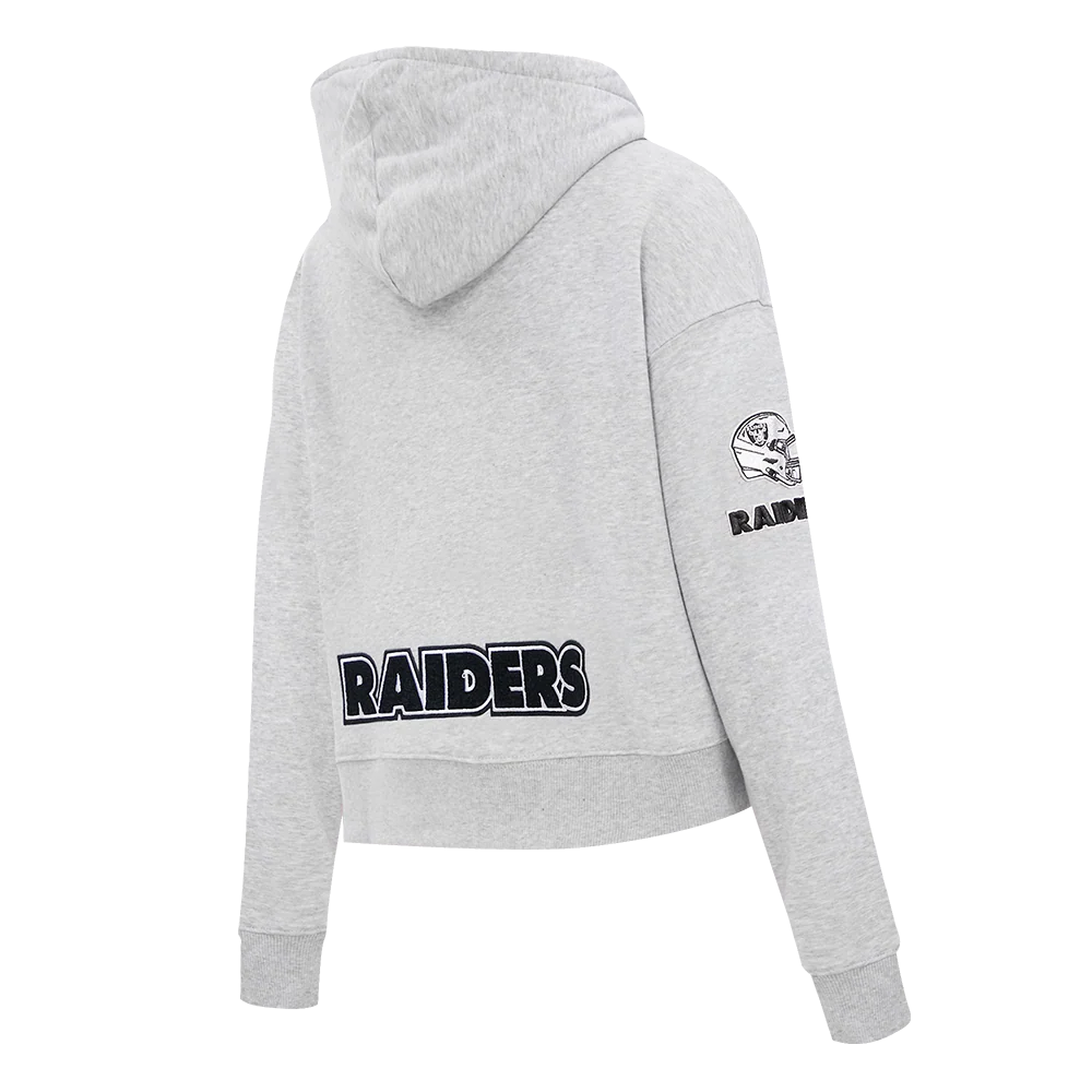 NFL LAS VEGAS RAIDERS CLASSIC WOMEN'S CROPPED PULLOVER HOODIE (HEATHER GREY) - Image 3